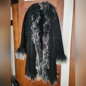 Ombre Mongolian fur black suede Penny Lane coat